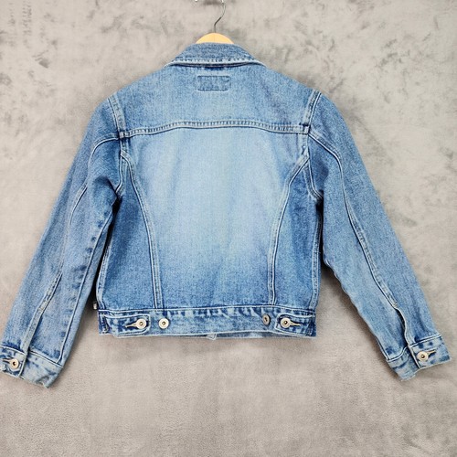 Limited Too Jean Jacket Youth LARGE Silver Button Front Double Pockets Fade Cott - Picture 2 of 11