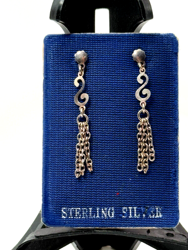 Vintage Sterling Silber Ohrringe 925 Schmuck Quaste Hänger Ohrstecker