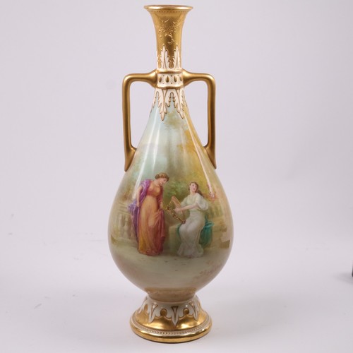 Royal Doulton Leslie Johnson Vase Melody Ladies Harp Musician h25 cm Circa 1910 - Picture 16 of 16