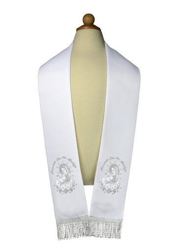 Boy Toddler Teen Christening Communion Baptism White Suit Mary & Pope Stole S-20 - Picture 16 of 28