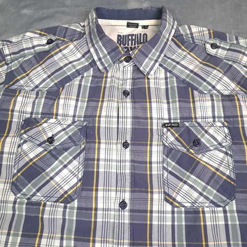 DAVID BITTON BUFFALO Men's Size Large Short Sleeve Plaid Button up Shirt - Picture 5 of 14