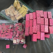 Halsam American Bricks Wooden Lot of 422 Interlocking Blocks Vintage EUC