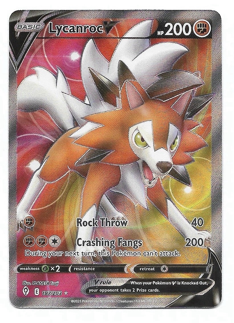 Lycanroc V (Full Art) 187/203 SWSH07: Evolving Skies Holo Pokemon TCG - NM