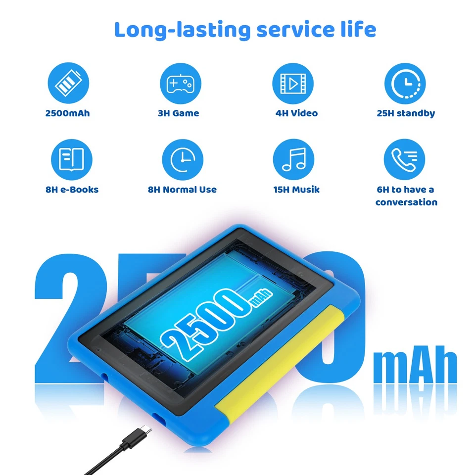 2025 7 inch for Kids Tablet Android 13 8GB RAM 64GB ROM  Dual Camera - Image 2 of 4