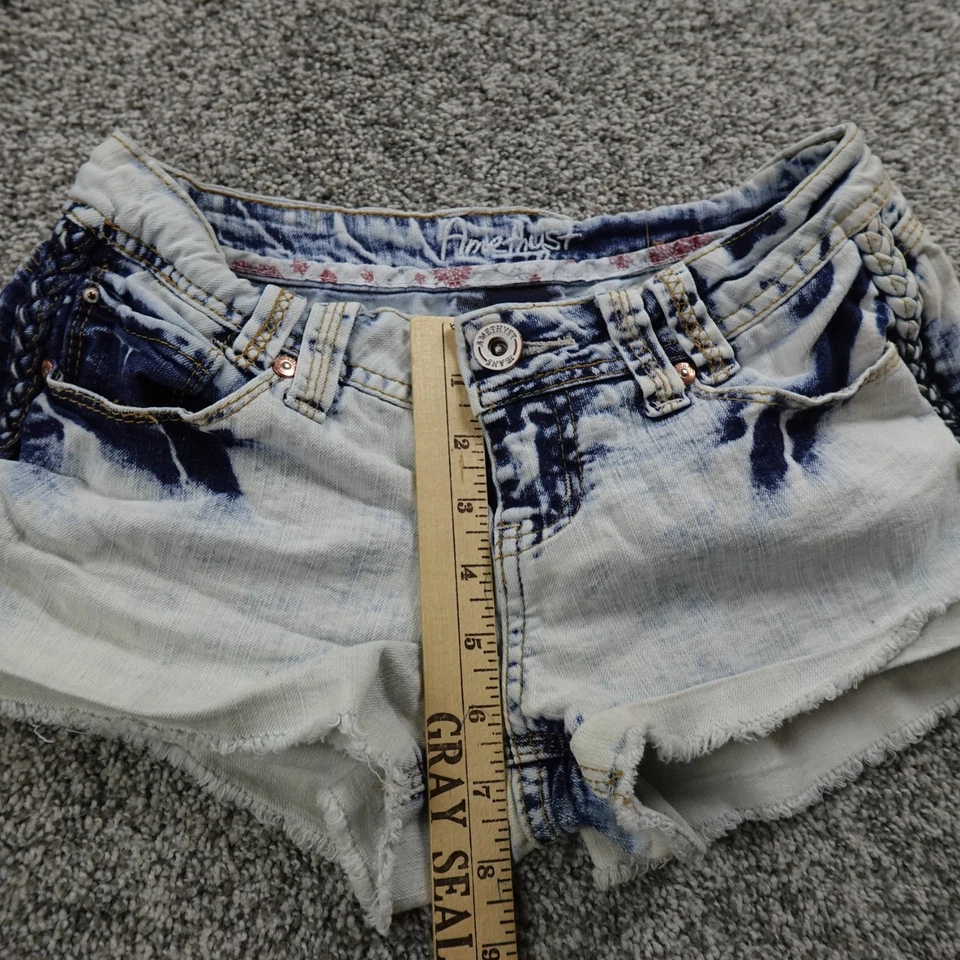 Pantalones Cortos Amatista Para Mujer 1 Azul Denim Jean Jorts Ultra Bajo Tiro Mini Micro Y2K 00s Foto 4 de 4