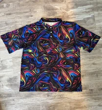 Obnoxious Golf Polo Shirt Mens 4XL Psychedelic Colorful Swirl Pattern Loud