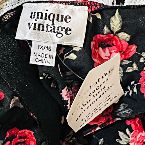 Unico abito vintage floreale tubino midi pizzo collo colletto tasche gonna linea A 1XL - Foto 10 di 10