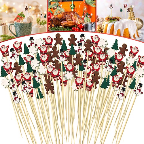 Christmas Cocktail Picks 100-Pcs-Halloween Bamboo Party Decor Drink Stirrers Set - Afbeelding 5 van 11