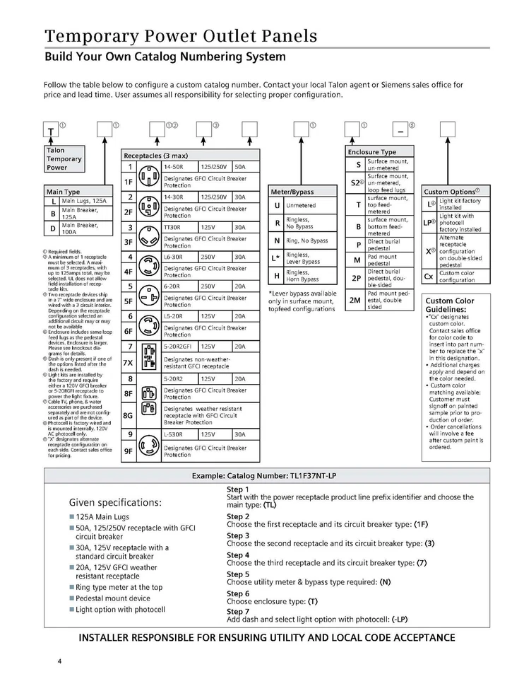 Панель временной розетки питания TL37US Talon со входами розеток 20 и 30 А... - Изображение 2 из 4