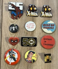Lot Of 12 Vintage Pin Buttons Marvel Comics Spiderman X-Men Venom Comic Con