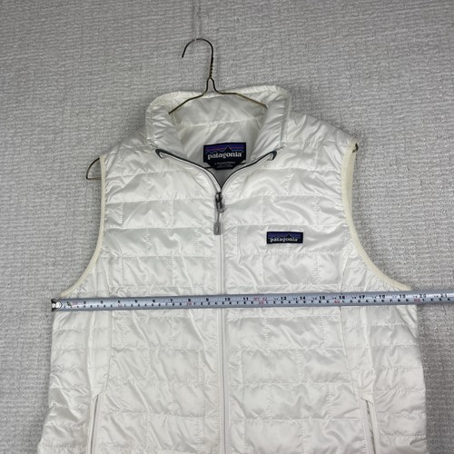 Patagonia Vest Womens L Birch White Nano Puff Primaloft Quilt Full Zip Pockets - Picture 8 of 17