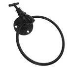 Industrial Faucet Pipe Metal Black Towel Ring Wall Mounted Hand Towel Holder