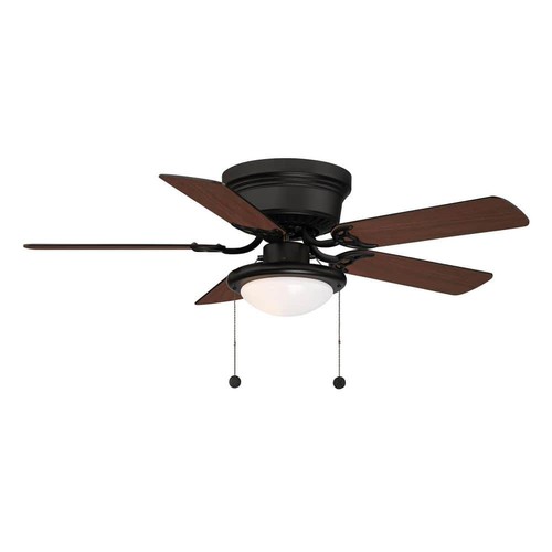 Hampton Bay Hugger 44 in. LED Indoor Matte Black Ceiling Fan with Light Kit - Picture 8 of 10