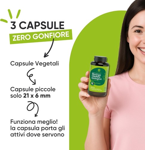 Integratore Moringa Oleifera Biologica 100% Naturale | 90 Capsule Vegetali - Foto 5 di 10