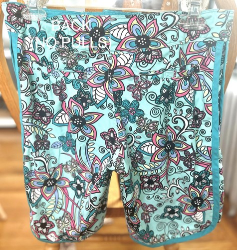 REI Teal with Floral Print Adjustable Board Shorts GIRLS L(14/16) EUC - Picture 2 of 3