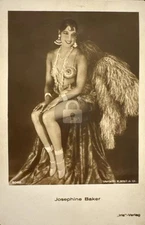 c1925 Josephine Baker African American Dancer Actress France RPPC Postcard COPY