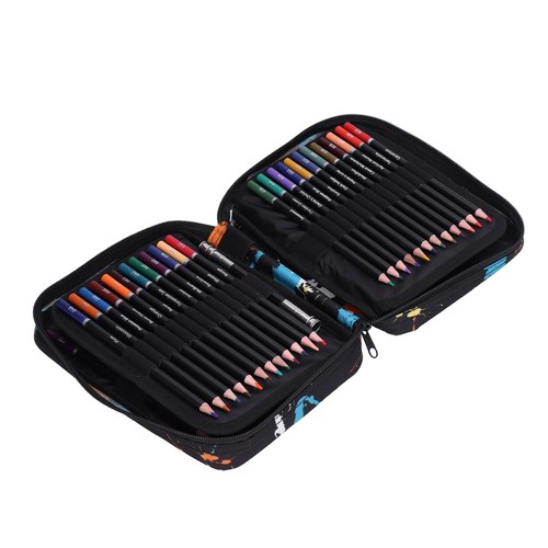 UK 72 Colored Pencils Zipper Case Set Quality Soft Core Colored Leads With Refil - Picture 3 of 24