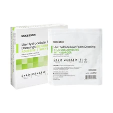 McKesson Lite Thin Foam Dressing 4 x 4" Square with Border 10 per Box