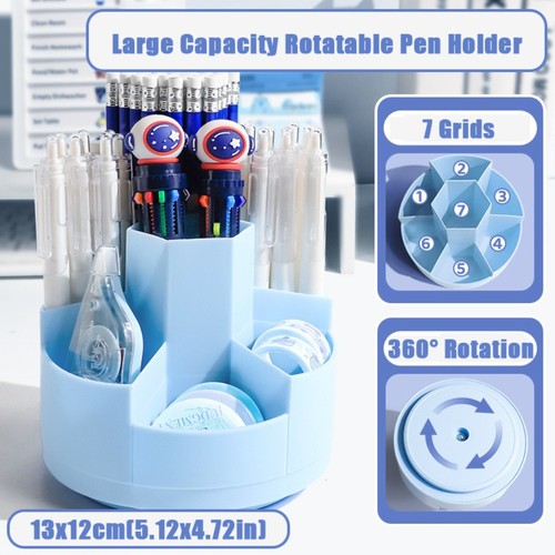 7/10 Grids Pen Container 360° Rotation Stationery Storage Box Students - Picture 14 of 19