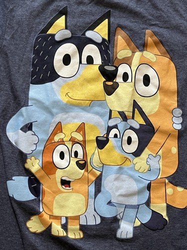 Bluey Family Graphic T-shirt Adult Size Small Heather Blue Short Sleeve Cute NWT - Picture 2 of 8