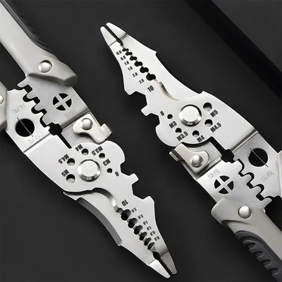 8.5'' Heavy Duty Wire Stripper Cutter Crimper Pliers Electrical Tool Stainless