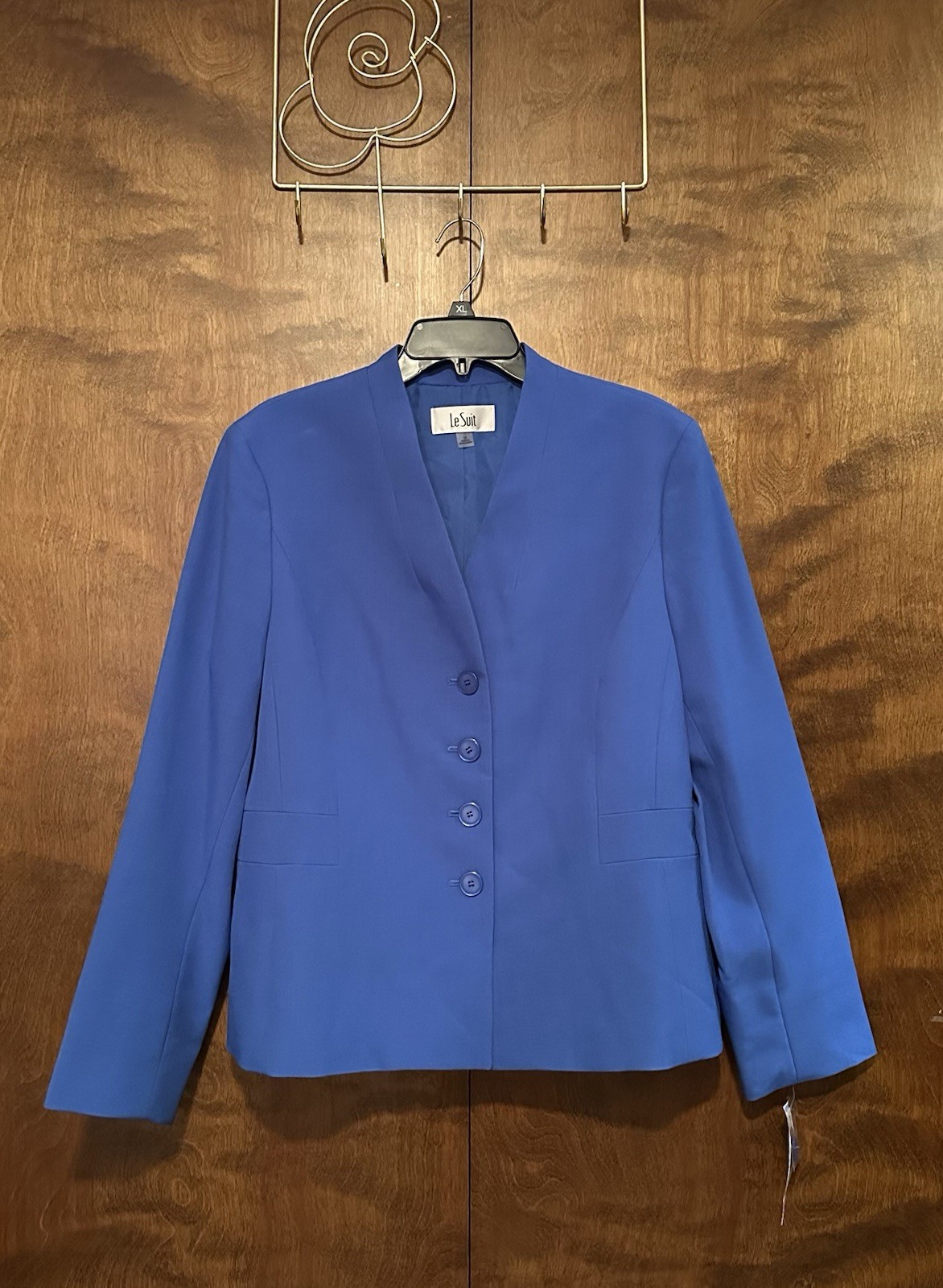 Le Suit Stand-Collar Pencil Skirt Suit Set w/ Blazer Womens 18 Cornflower Blue