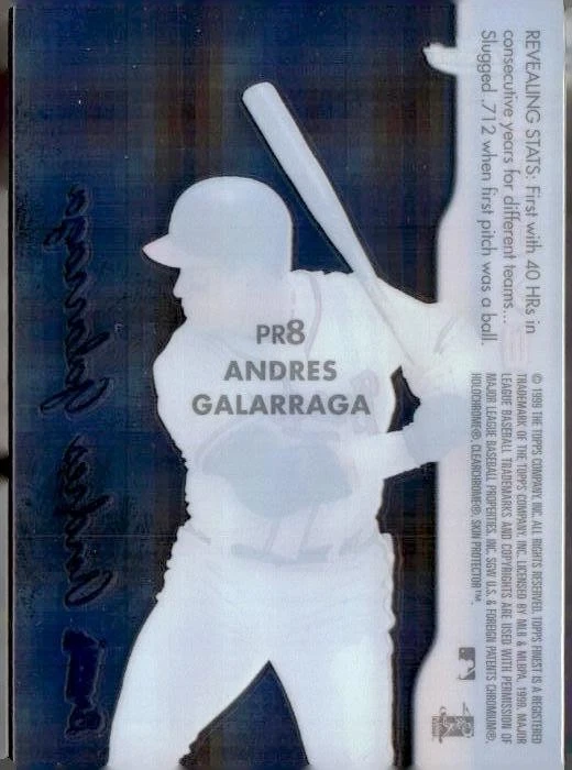 1999 Finest #PR8 Andres Galarraga Peel and Reveal Hyperplaid - Image 2 of 2