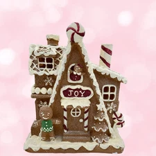 Transpac Resin Brown Light Up Gingerbread House TC01140