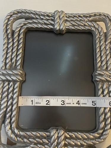 VTG Pewter Twisted Rope Design Picture Frame For 5X7” Or 6X 8” Photo - Picture 7 of 7