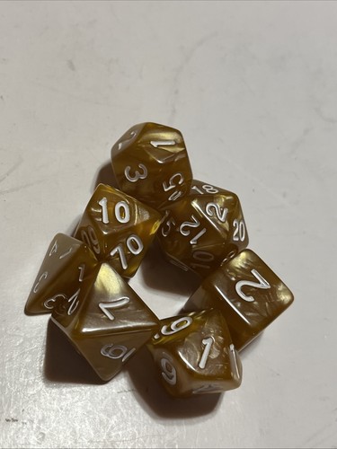 7 Piece Caramel Pearleque Marble Polyhedral Dragon's Breath - Picture 2 of 4