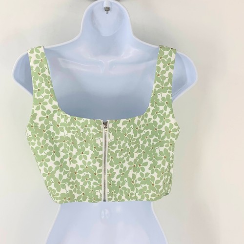 Princess Polly Women Corset Top Green Square Neckline Floral Sleeveless Sz 8 - Picture 4 of 9