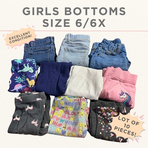 Lot of 10 Girls’ Size 6/6X Pants – Jeans & Leggings | Play Clothes Bundle