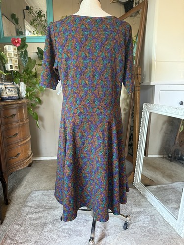 LuLaRoe Nicole Colorful Swirl Print Dress, Plus Size 3XL - Picture 4 of 8