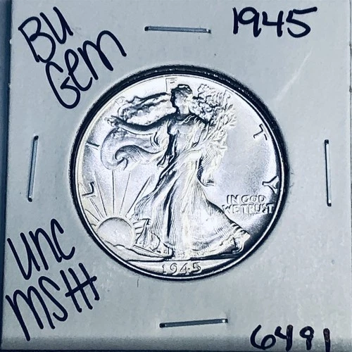 1945 BU GEM LIBERTY WALKING SILVER HALF UNC MS+++ U.S. MINT RARE COIN 6491
