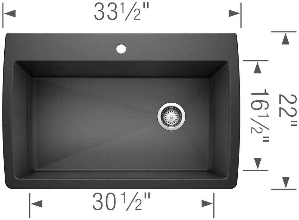 Blanco 440195 钻石 33-1/2 英寸双底座单盆 SILGRANIT - 松露 — 第 4/4 张图片