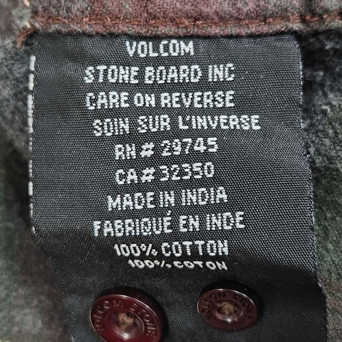 Volcom Flannel Shirt Mens Medium Long Sleeve Chest Pockets Gray Plaid - Picture 11 of 12