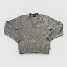 Robert Bruce Vtg Wool V-Neck Gray Sweater USA Made Men  s Medium