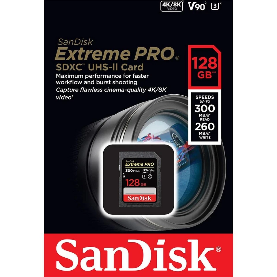 128GB Extreme PRO SDXC card, SD Card, V90 Memory Card, 8K, 4K and Full - Image 4 of 4