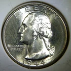 1944 P ** Washington Quarter ** Beautiful Color ** Superb Gem BU ** Album Toned