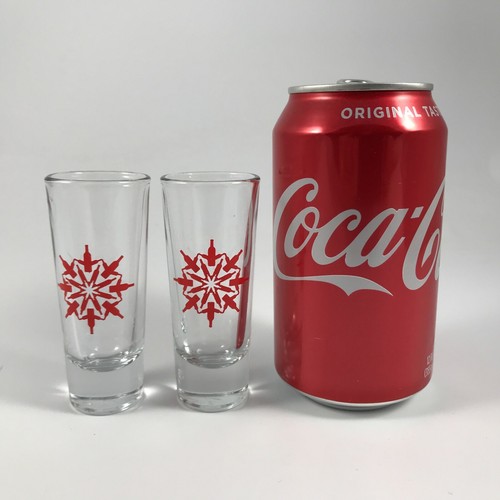 CRISA LIBBEY GLASS - 2 BICCHIERI ALTI / Tequila SHOOTERS BOTTIGLIA ROSSA FIOCCO DI NEVE - Foto 3 di 3