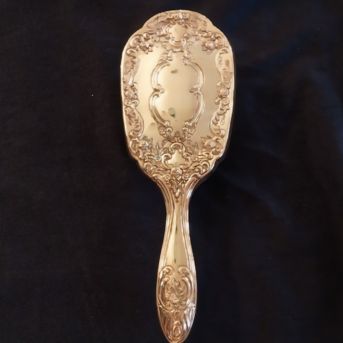 Vtg Towle Silver Plated Gold Tone 3Pc Floral Vanity Set Hand Mirror Brush Comb - Picture 11 of 20