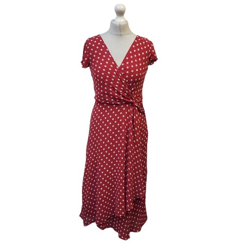 Laura Ashley Red Polka Dot Dress Short Sleeve Midi 40s Style  Women's 8 - Picture 1 of 6