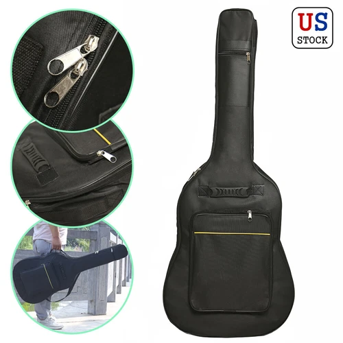 41" Thick Padded Protective Acoustic Electric Bass Guitar Case Gig Bag Backpack