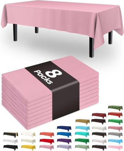 8 Packs Disposable Plastic Table Cloth, 54"x108" Waterproof & Stain-Resistant - Picture 50 of 86