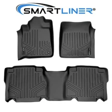 SMARTLINER Custom Fit Floor Mats 2 Row Liner Set 2007-2011 Toyota Tundra CrewMax