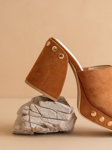 Chunky Studded Platform Slip-On Heels - Oasis Society - Picture 9 of 23