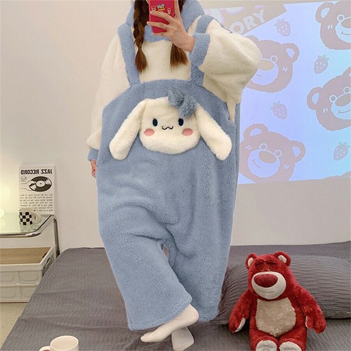 Cartoon Kuromi Cinnamoroll Sleep Jumpsuit Winter Pajamas Girl's Sleepwear Robes - Picture 4 of 15