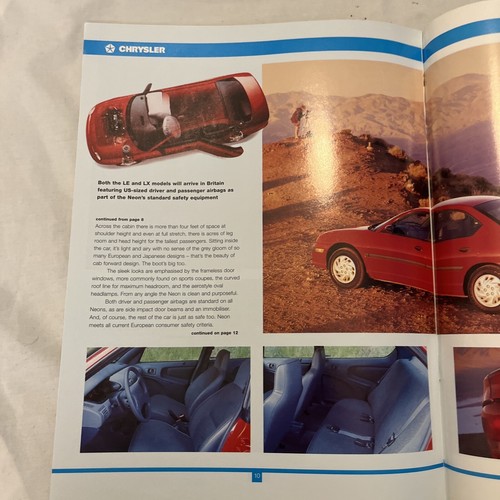 1996 Chrysler Neon Brochure UK Launch Brochure - Picture 2 of 4