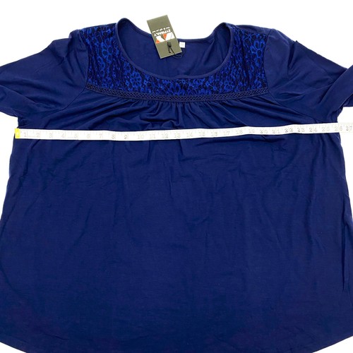 Zyfmaily Womens Plus Size 3XL Long Sleeve Blouse Top Lace/Dark Blue - Picture 3 of 10