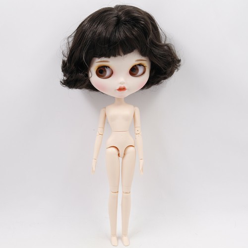 12" Blythe doll Nude Bob Black hair white customized face samll mouth Joint body - Picture 2 of 2